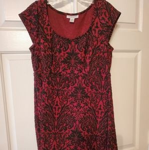 Maroon and Black Patterned Dress